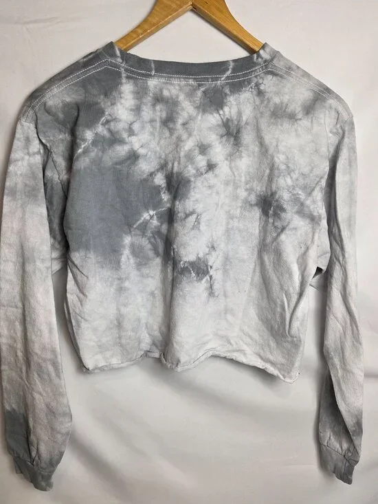 Von Dutch Tie Dyed Gray Long Sleeve Cropped T shirt Medium - Picture 2 of 8